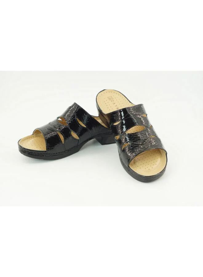 زينة 221-3164 Zayna Ladies Low Heel Slides 2608-16 Black